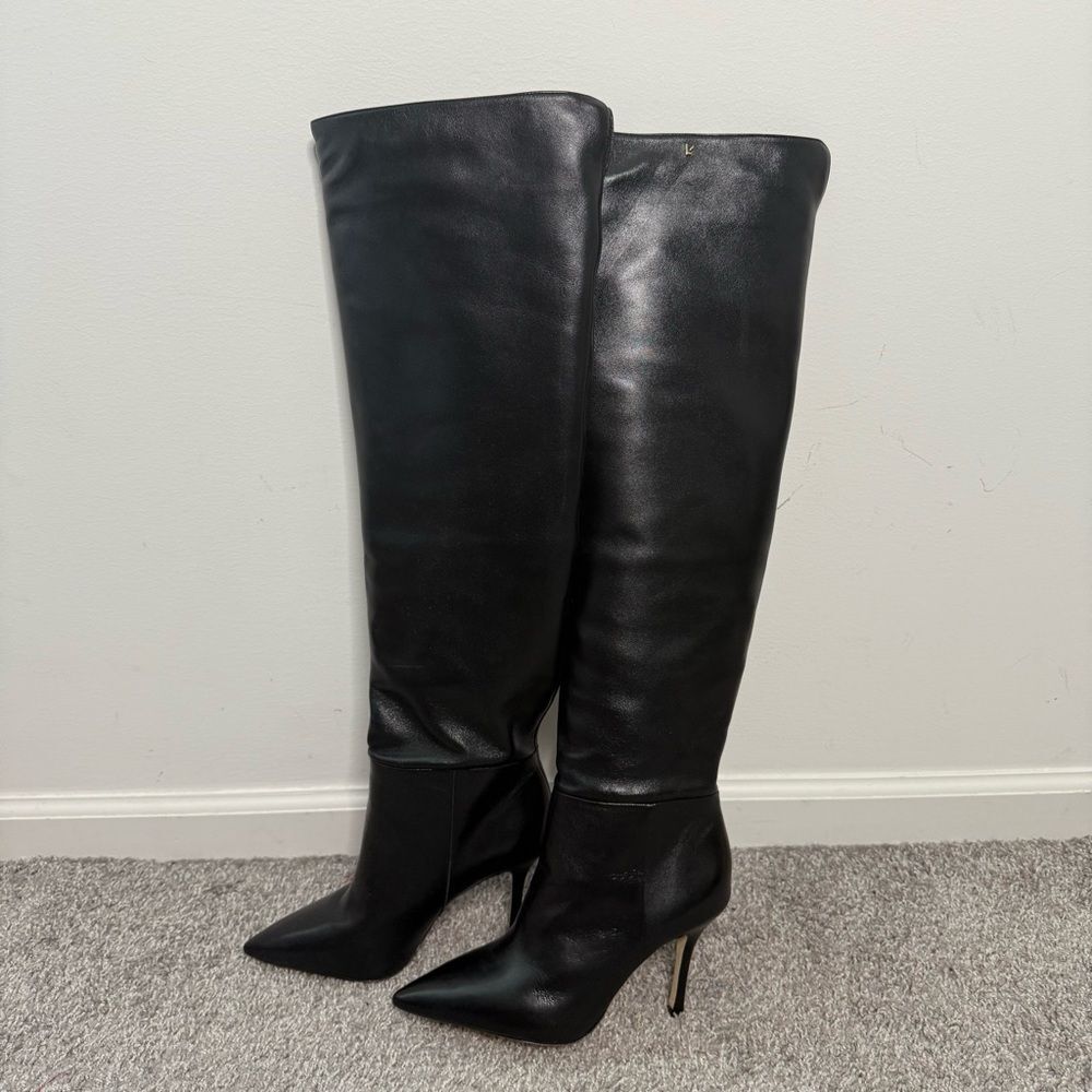 NEW Larroude Kate Hi Boot In Black Leather 9